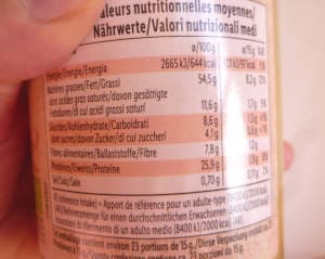 exemple d'étiquette d'informations nutritionnelles