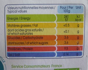exemple d'étiquette d'informations nutritionnelles